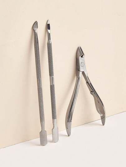 Stainless steel cuticle pushers and a professional nail nipper